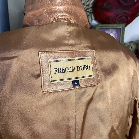 Unique copper buttery soft leather coat. Fully lined. Freccia D’Oro Size L - Picture 11 of 11